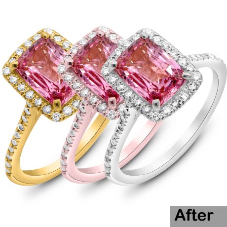 Example of professional jewelry color correction and editing services, showcasing accurate and vibrant displays of jewelry.