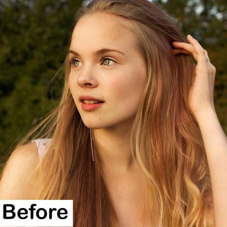 Skin tone correction example showing natural and flawless skin tones for a polished image.