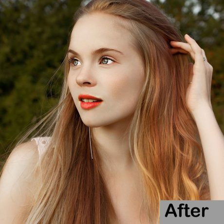 Skin tone correction example showing natural and flawless skin tones for a polished image.