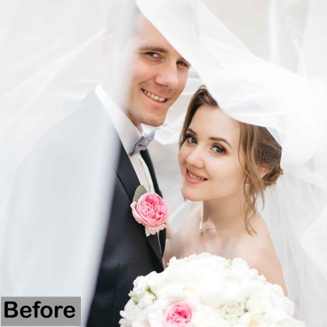 Example of professional wedding photo editing, enhancing the beauty and detail of wedding images.